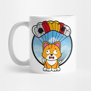 Silly orange cat has a broken parachute Mug